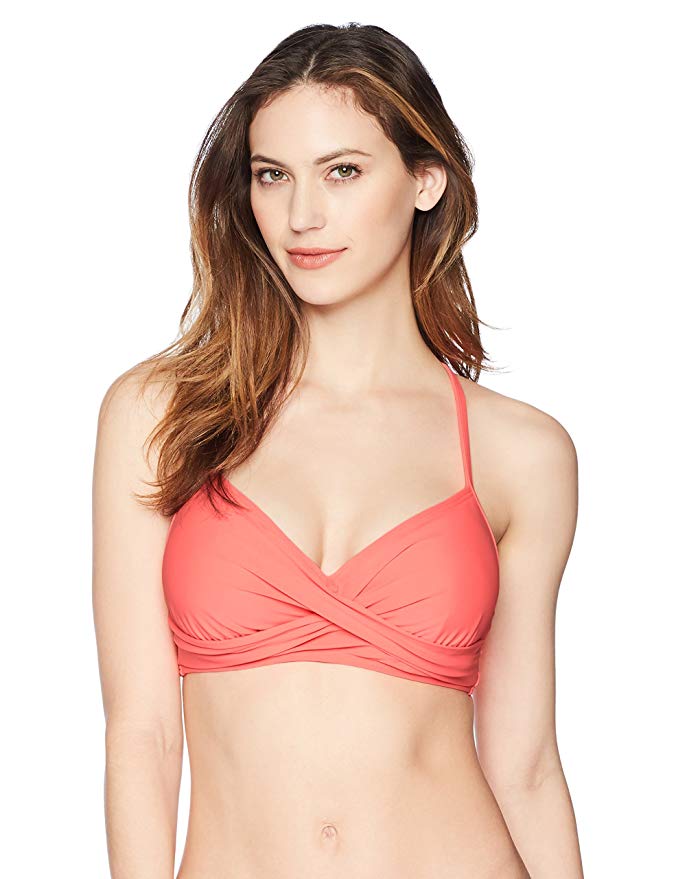 Coastal Blue Women's Active Swimwear Wrap Front Bra-Sized Underwire Bikini Top